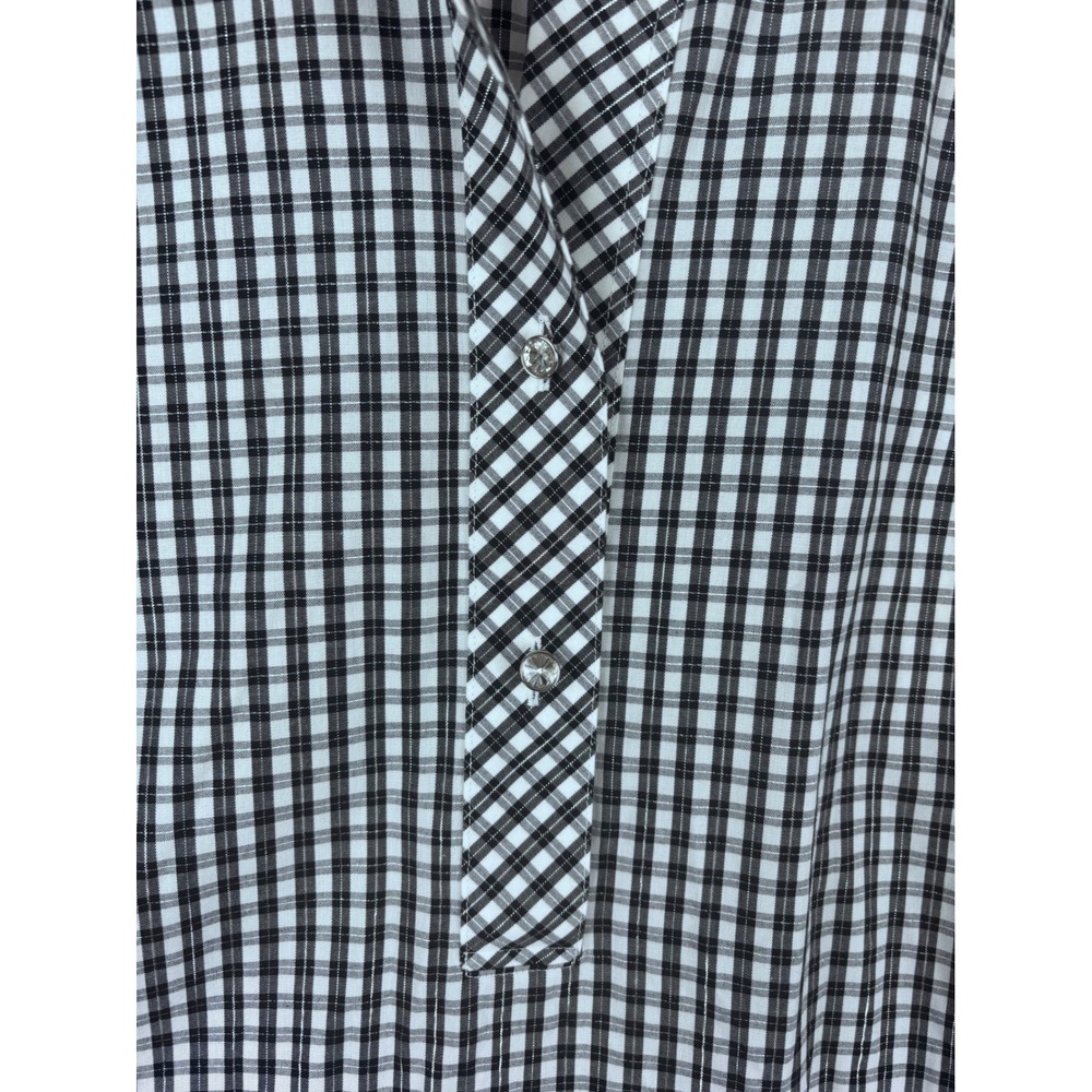 TALBOTS Gingham Tunic Shirt 22WP Black White Metallic Plaid Non-Iron Plus Petite - Picture 5 of 7
